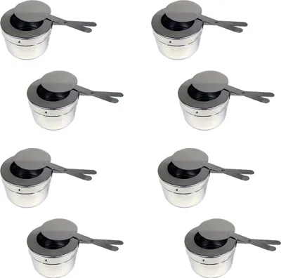 Produktbild von 8x Edelstahl Brennpastebehälter Brennpaste Behälter mit Deckel für Chafing Dish