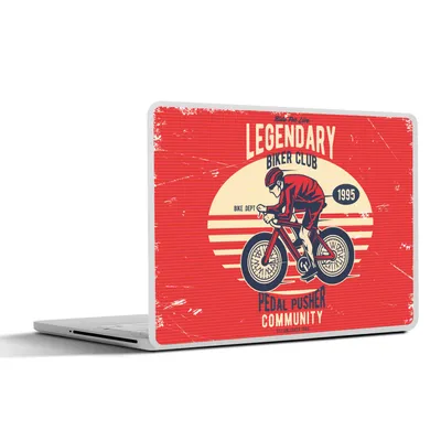 Produktbild von MuchoWow® Laptop Aufkleber Sticker Cover Fahrrad - Radfahrer - Retro 31x22.5 cm - Laptop-Deko