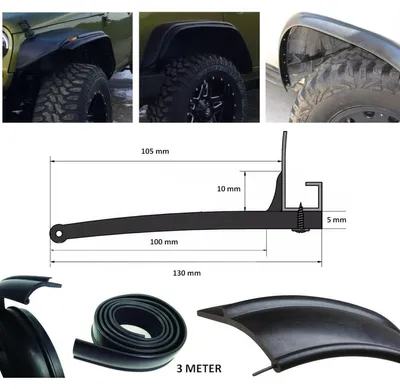 Produktbild von Gummiverbreiterung für Kotflügel (Radlaufverbreiterung) für Offroad, Jeep, SUV, Kleinbus, Auto — 10 cm x 3 m, schwarz