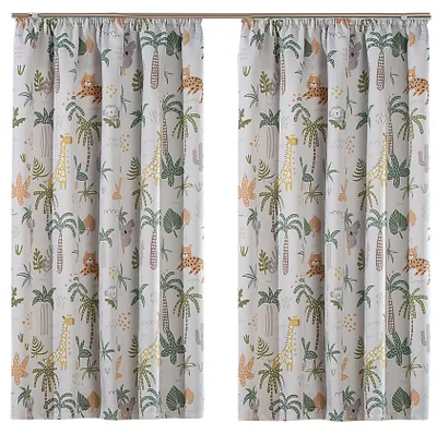 Produktbild von Heimtexland Kinder Deko Vorhang 2er Set Verdunkelungsgardinen Kinderzimmer Thermo-Gardine Sonnenschutz Kälteisolierend verdunkelnd Typ922 Safari Bandschal HxB 225x135 cm