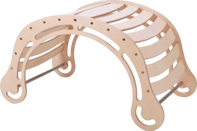 Produktbild von KateHaa XXL-Wippe Kletterbogen aus Holz Naturfarben | Indoor Kletterbogen / Klettergerüst für Kinder | Montessori Spielzeug