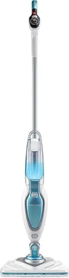 A steam mop is shown against a white background.