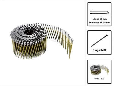 Produktbild von Prebena CNW25/65BKRI Coilnaegel blank Ringschaft