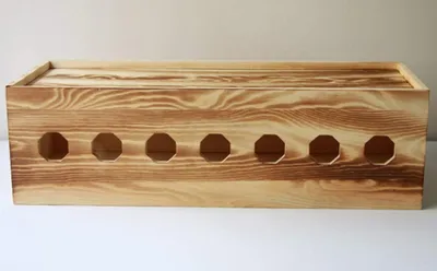 Produktbild von Handgemacht Kabelbox aus Massivholz Schreibtisch Aufbewahrungsbox für Kabel Verwalten und Organisieren Karbonisiertes Holz XXL