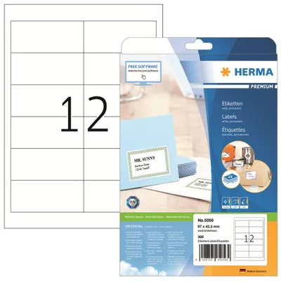Produktbild von Etiketten Premium A4, weiß 97x42,3 mm Papier matt 300 St.