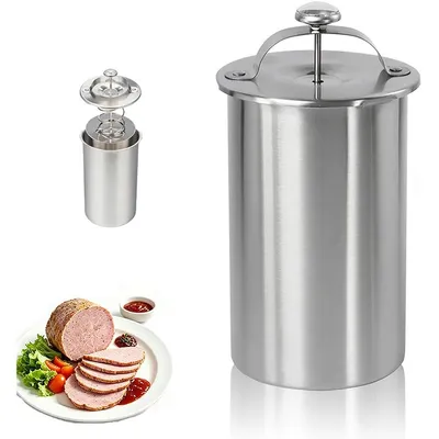 Produktbild von Schinkenmacher mit Thermometer, Schinkenkocher aus Edelstahl, Schinkenpresse für Kochschinken, Wurst & Fleisch, für Herd, Grill & Camping