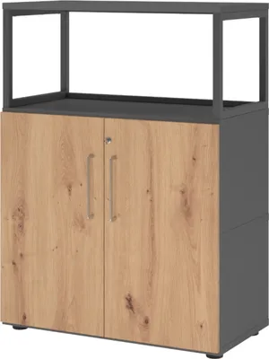 Produktbild von bümö flexi Aktenschrank mittel abschließbar mit Regal - Nachbildung: Graphit/Asteiche