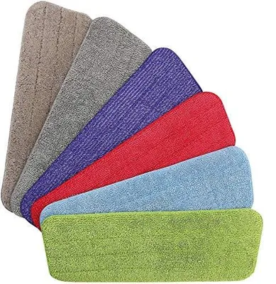 Productafbeelding van Vervangende dweildoeken - 6 stuks microvezel reinigingskussens - voor spraymops en dweilen - wasbaar - 42x14 cm