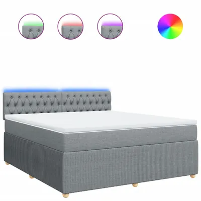 Produktbild von Boxspringbett mit Matratze Hellgrau 180x200 cm Stoff