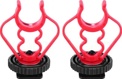 Obrázek produktu pro Univerzální adaptér MicShock Mount Adapter pro montáž na studenou patku Náhradní plastový držák mikrofonu ABS pro mikrofony shotgun černý a červený 2-pack