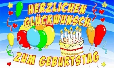 Obrázok produktu pre Vlajka HERZLICHEN GLÜCKWUNSCH ZUM GEBURTSTAG 90 x 150 cm
