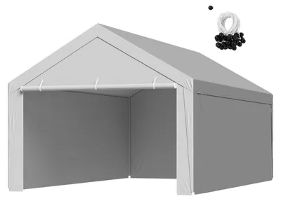 Immagine prodotto di Tetto di ricambio per auto VEVOR, 6,09 x 3,96 m, telo per garage portatile con pareti laterali, resistente ai raggi UV, telo per tettoia per auto, grigio, telaio non compreso nella fornitura