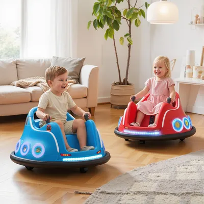 Zdjęcie produktu dla Sweiko, samochodzik dla dzieci, obracający się o 360°, przeznaczony dla dzieci w wieku 3-5 lat, z pilotem, funkcją odtwarzania muzyki, kolor niebieski