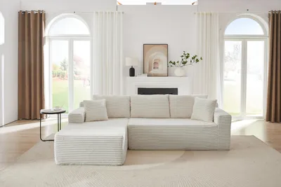 Produktbild von Modulares Ecksofa L-Form aus Stoff mit Memory-Foam-Polsterung | Cloud Couch flexibel stellbar für Wohnzimmer & kleine Räume | Grau