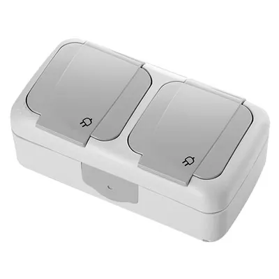 Immagine prodotto di VIKO 90555588 Presa di corrente a 2 vie impermeabile da esterno grigio IP54