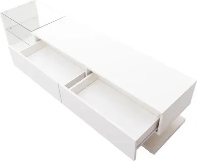 Obrázok produktu pre TV stolík/TV skrinka – Zavesený TV nábytok – Dĺžka 170 cm – Vysoký lesk – LED osvetlenie – Možnosť montáže na stenu – Moderný dizajn – Biela farba