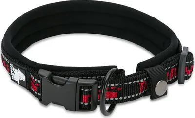 Produktbild von TrueLove Nylon Halsband mit Neopren unterlegt schwarz/rot, Größe: M