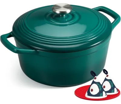 Image de Casserole émaillée en fonte Overmont - Plat de cuisson de 24 cm, adapté au four - avec