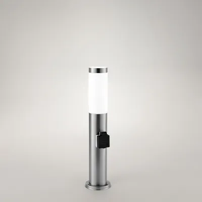 Produktbild von Außenstandleuchte Edelstahl-Optik mit E27 Fassung und Steckdose 50cm 232