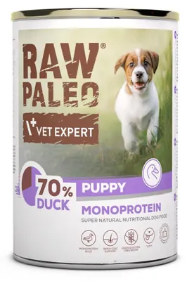 Produktbild von VETEXPERT Raw Paleo Puppy Monoprotein Duck – Nassfutter für Welpen - 400 g