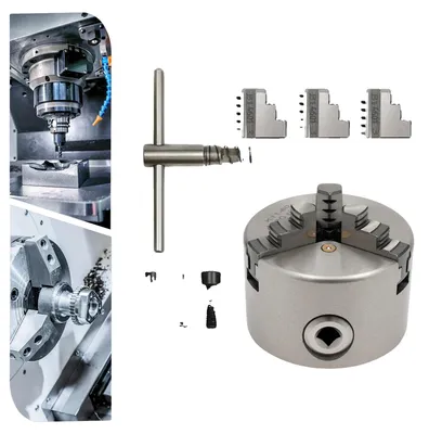 Produktbild von 3-Futter Drehbankfutter, Durchmesser 3,14 Zoll, Spannbereich 2-22 mm, Maximalgeschwindigkeit 4000 U/min, Zentrierpräzision 0,07 mm, Futterlochdurchmesser 16 mm
