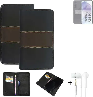Produktbild von K-S-Trade Handyhülle + Kopfhörer kompatibel mit Samsung Galaxy A55 5G Schutzhülle Walletcase Bookstyle Tasche Schutz Case Hülle Wallet Cover