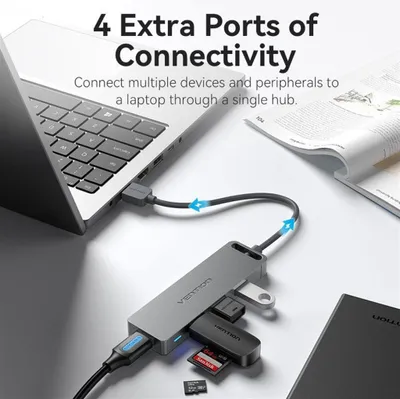 Immagine prodotto di Vention Hub USB 3.0 a 4 porte con alimentazione 0,15 m Grigio