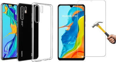 Produktbild von 2in1 Schutzglas Schutzhülle kompatibel mit  Huawei p30 Silikon Hülle  Panzerglas  TPU Schutzhülle Case Schutz transparent Cover Handy-Hülle mit Schutzfolie Glasfolie