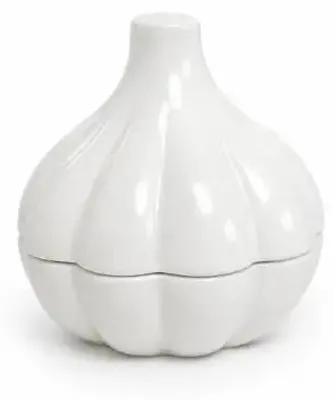 Image de Garlic plat de service en céramique avec couvercle, blanc