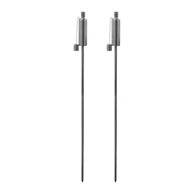 Produktbild von 2x Silber 146cm Metall Runden Garten Feuerfackeln - Groß Draussen Citronella Paraffin Ölbrenner Tiki Pfahl Laterne Beleuchtung - von Harbour Housewares