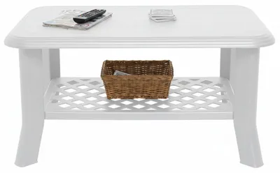Produktbild von Dmora Outdoor Tisch Ucria 90x60x46h cm Weiß, 4 Plätze Tisch Tischlein