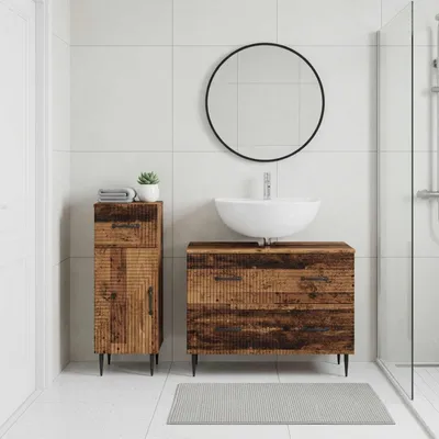 Image de Ensemble de deux meubles de salle de bain exclusifs, modèle HAARLEM, en bois vieilli