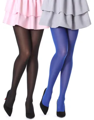 Image de Collants pour femmes Bellivalini en microfibre, lot de 2, 60 deniers, BLVFI1002 (noir/bleuet, lot de 2, taille M).