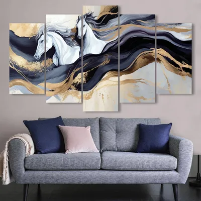 Immagine prodotto di Wallity, 5MDF4603_60100 (100 x 60), quadro decorativo in MDF (5 pezzi), multicolore, 100% MDF, 100 x 60 cm