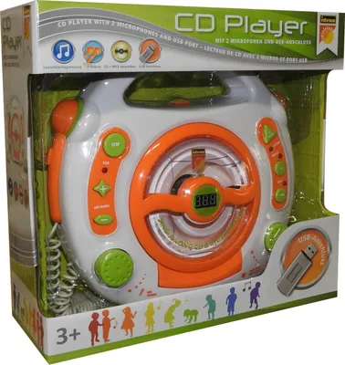 Produktbild von Idena 6800533 - CD und MP3 - Player mit zwei Mikrofonen zum Mitsingen und USB Anschluß in weiß