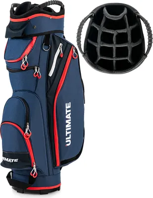 Zdjęcie produktu dla Torba golfowa COSTWAY na sprzęt golfowy, torba na kije golfowe z 14 przegrodami na całej długości, 8 kieszeniami, pokrowcem przeciwdeszczowym i lodówką na napoje, lekka, granatowa