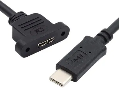 Productafbeelding van cablecc USB 3.0 Type-C naar Micro USB 3.0 verlengkabel 50 cm, 5 Gbps, schroefmontage