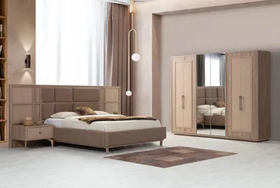 Immagine prodotto di Cameretta marrone Struttura letto imbottita Comodini Armadio