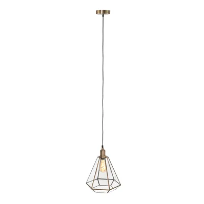 Produktbild von Steinhauer Pendelleuchte Pimpernel 1-flammig Gebürstete Bronze / Transparentes Glas 26x26cm