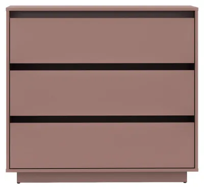 Productafbeelding van Forte TAHOE Kommode 90 100, minimalistische commode met 3 lades, geschikt voor woonkamer of slaapkamer, gemaakt van houtvezel, kleur terracotta, afmetingen: 93,5 cm breed x 96,7 cm hoog x 41,4 cm diep