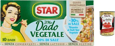 Produktbild von 3x STAR il Mio Dado Vegetale mit 9 Gemüsesorten mit 30% weniger Salz, ohne Konservierungsstoffe, laktosefrei und glutenfre + italian gourmet polpa 400g