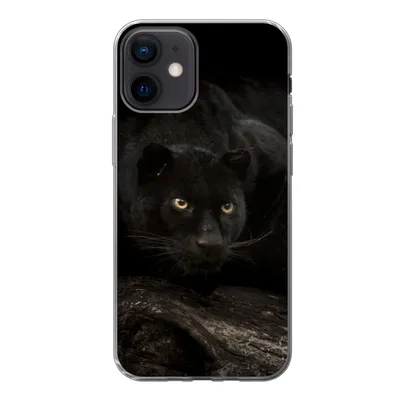 Produktbild von MuchoWow® Handyhülle Schutzhülle Hülle für iPhone 12 Panther - Wald - Augen Silikon Softcase Handy Hülle - Schutzhülle