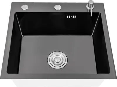 Produktbild von Küchenspüle, Einbau, Seifenspender, Einzelbecken, schwarz