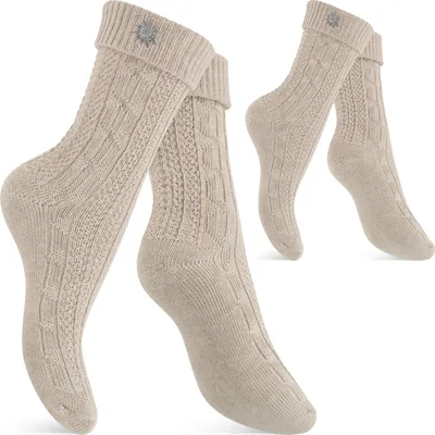Produktbild von Celodoro Damen und Herren Trachten Socken (2 Paar) mit Edelweiß-Pin Strümpfe - Beige 43-46