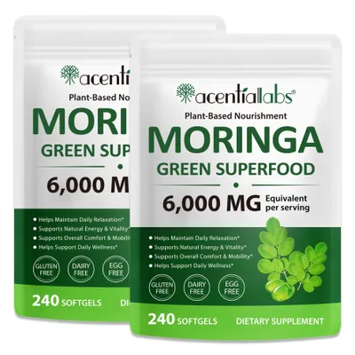 Produktbild von Moringa Blattpulver Softgels Kapseln  6000mg Hochdosiert Vegan Glutenfrei, 2x 240 Kapseln
