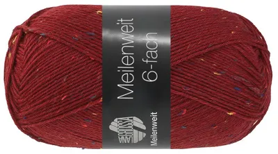 Produktbild von Lana Grossa MEILENWEIT 150 g TWEED 6-fach Sockenwolle 390 m Farbe 9863 - Weinrot