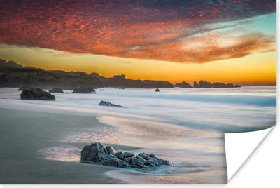 Produktbild von MuchoWow® Poster Sonnenuntergang über Garrapata Beach in Big Sur Amerika 60x40 cm - Schlafzimmerdekoration