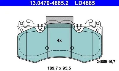 Produktbild von ATE Bremsbeläge Satz Vorne für LAND ROVER Range Rover Sport (L494) 13.0470-4885.2