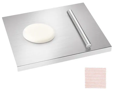 Produktbild von Edelstahl-Schneidebrett, 80x50 cm, für Küche und Backen