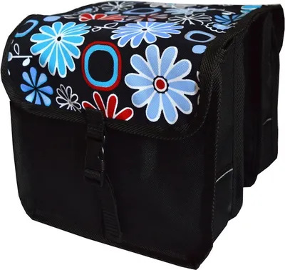 Produktbild von Kinder Fahrradtasche Doppeltasche – Satteltasche für 14-20 Zoll Kinderfahrrad – Gepäckträgertasche, wasserabweisend & leicht 2. Mini - Blumen